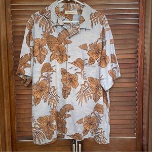 Men’s TOMMY BAHAMA Hawaiian Silk Shirt XL Floral Sailfish Print